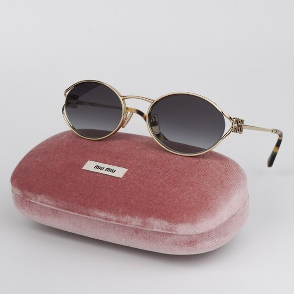 Miu Miu Accessories - NEW Miu Miu MU52YS ZVN5D1 Pale Gold Grey Gradient Oval Unisex Sunglasses